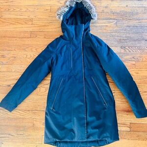 The North Face Women's Navy Blue Arctic Down Parka with Faux Fur Hood